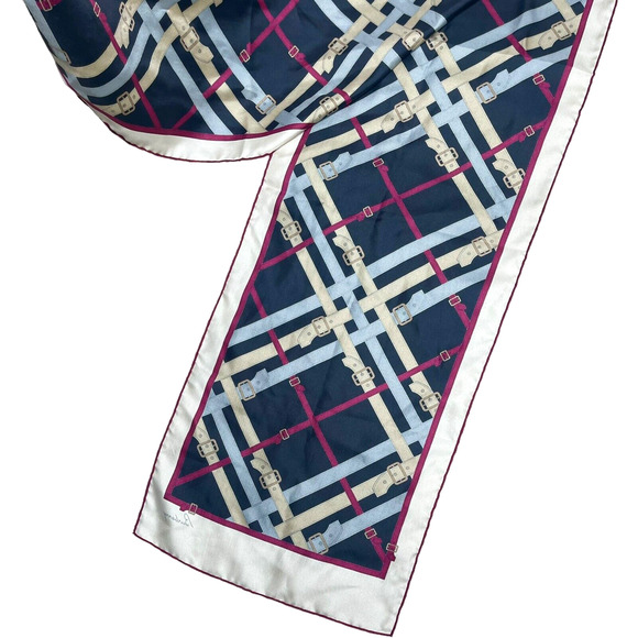 BURBERRY Silk Belt Nova Check Plaid Belt Print Rectangle Scarf 11x62 - Picture 15 of 16